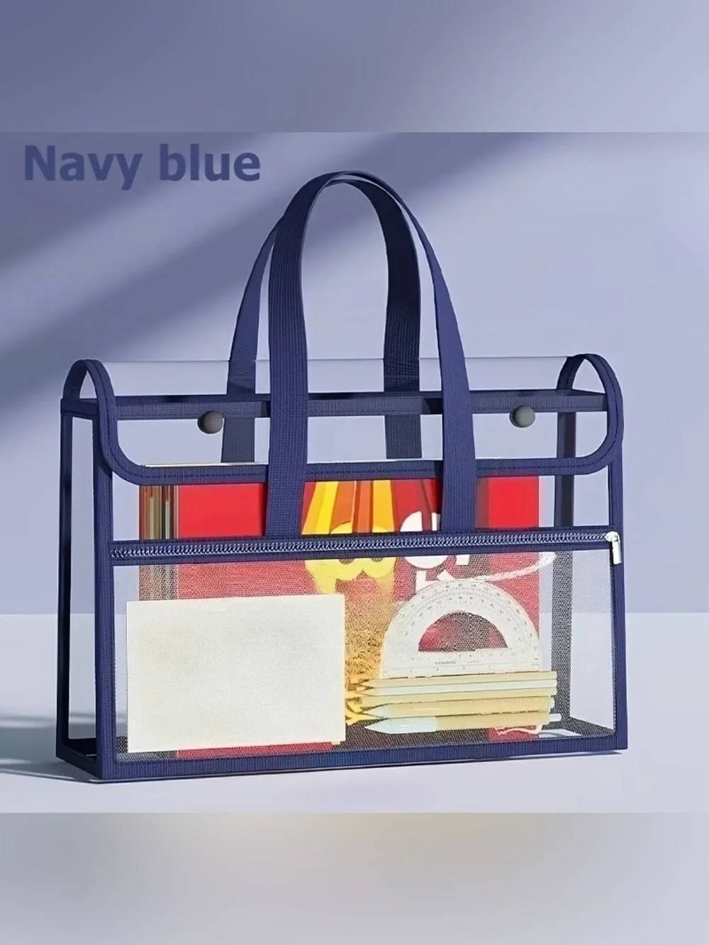 Navy Blue Clear Tote Organizer Bag - Home Storage & Organization